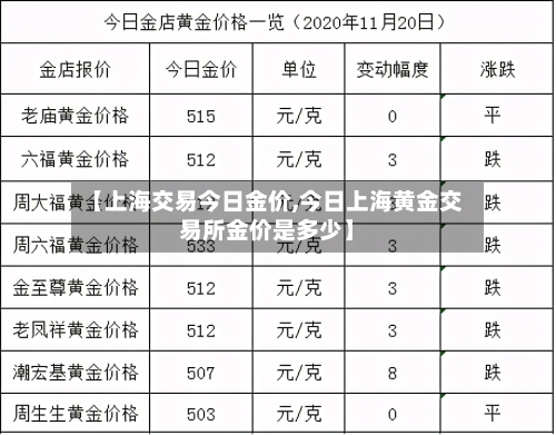 【上海交易今日金价,今日上海黄金交易所金价是多少】